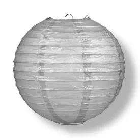 12" Silver Round Paper Lantern, Even Ribbing, Chinese Hanging Wedding & Party Decoration