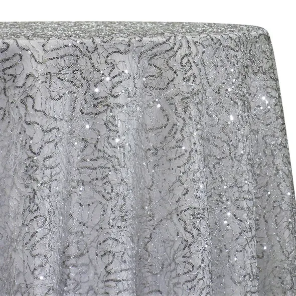 1pc - Bedazzle Table Linen 90"x132" Banquet - Silver and White