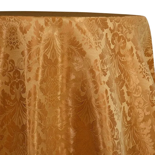 1pc - Damask Poly Table Linen 126" Round - Gold 1326