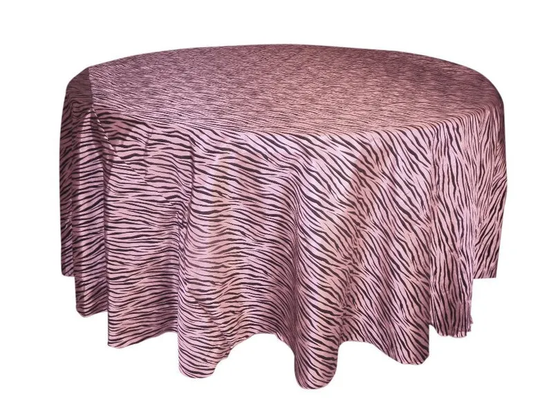 1pcs - Zebra Taffeta Flocking - 120" Round - Pink/Black