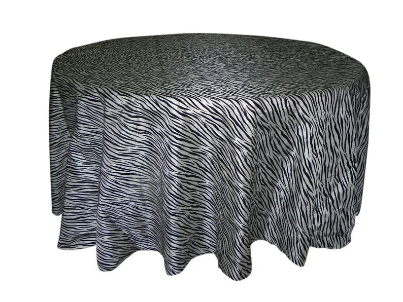 1pcs - Zebra Taffeta Flocking - 120" Round - White/Black