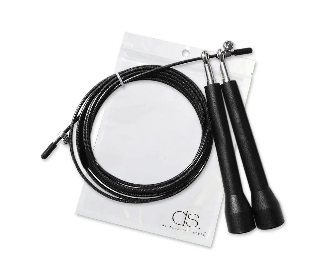 3m Adjustable Length Ball Bearing Speed Skipping Rope - Black