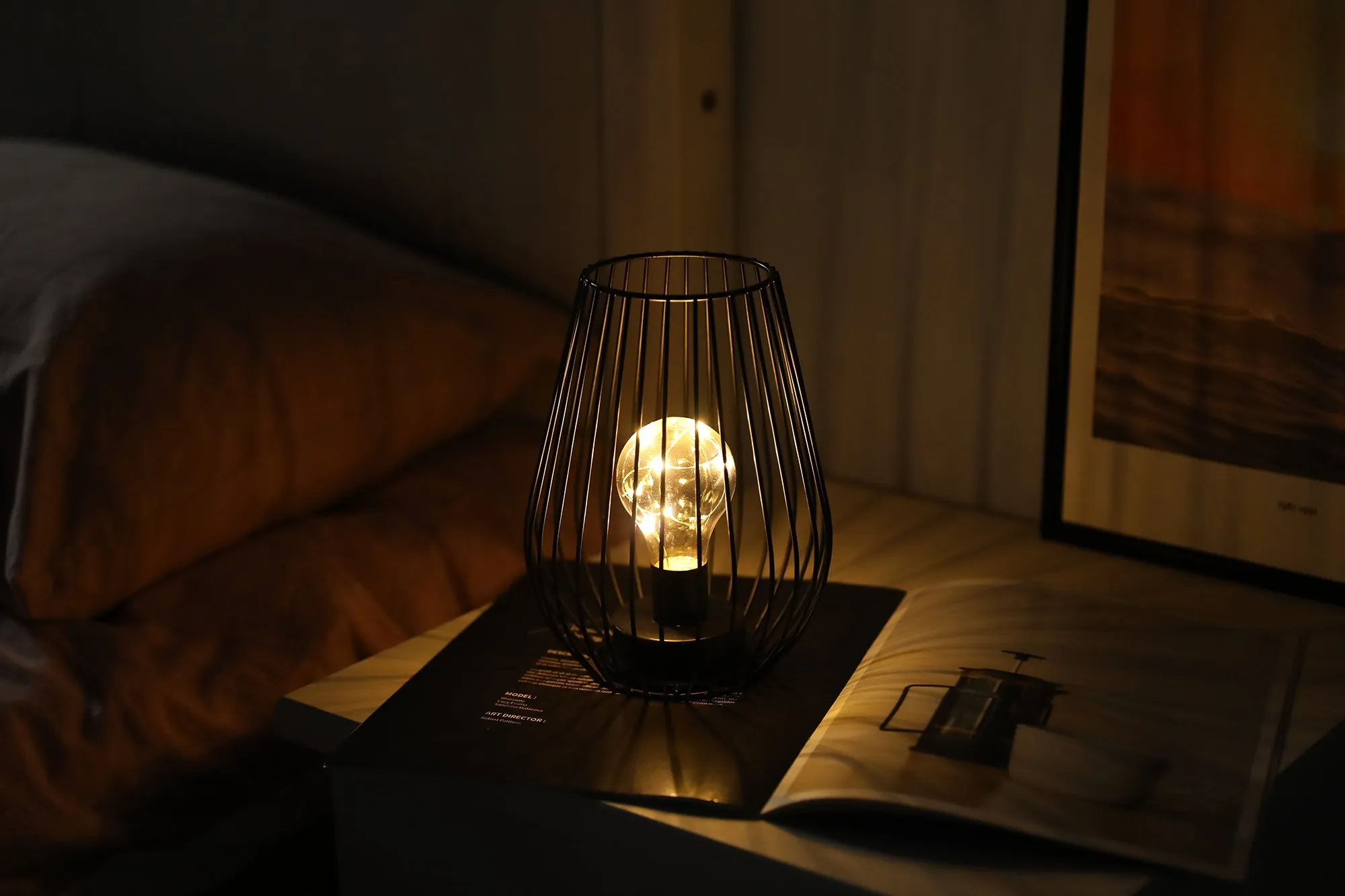 8'' Tall Cage ShapeTable Lamp Battery Lanterns