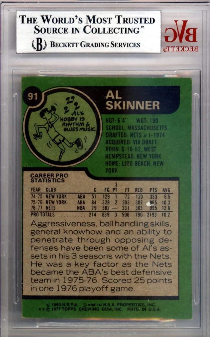 Al Skinner Autographed 1977 Topps Card #91 New Jersey Nets Beckett BAS #10008968