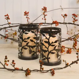 Black Vine Hurricanes with LED Candles