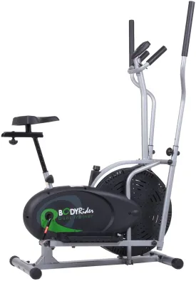 Body Rider Elliptical Trainer and Exercise Bike with Seat and Easy Computer / Dual Trainer 2 in 1 Cardio Home Office Fitness Workout Machine BRD2000