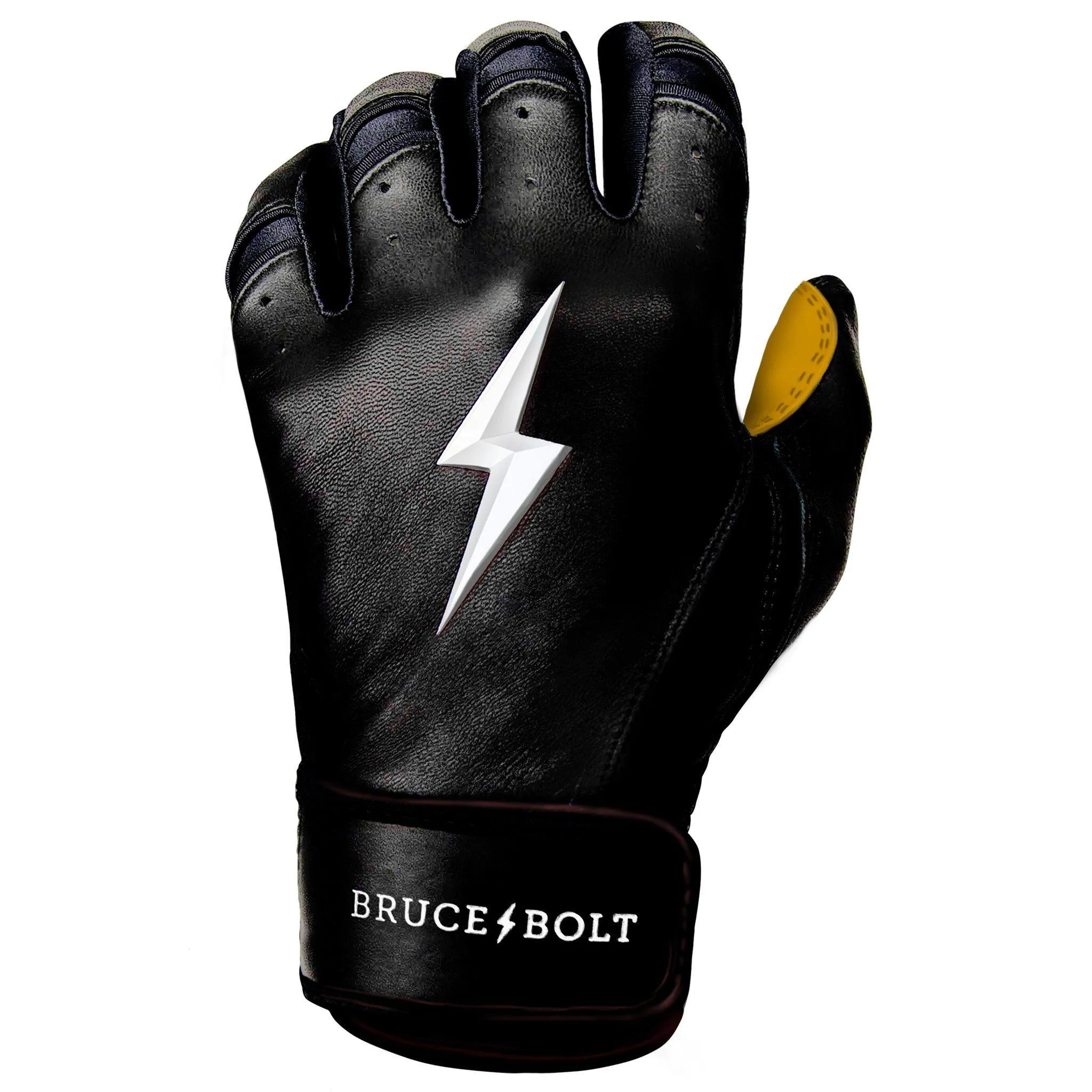 Bruce Bolt PREMIUM PRO Short Cuff Batting Gloves: Black