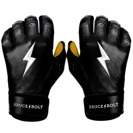 Bruce Bolt PREMIUM PRO Short Cuff Batting Gloves: Black