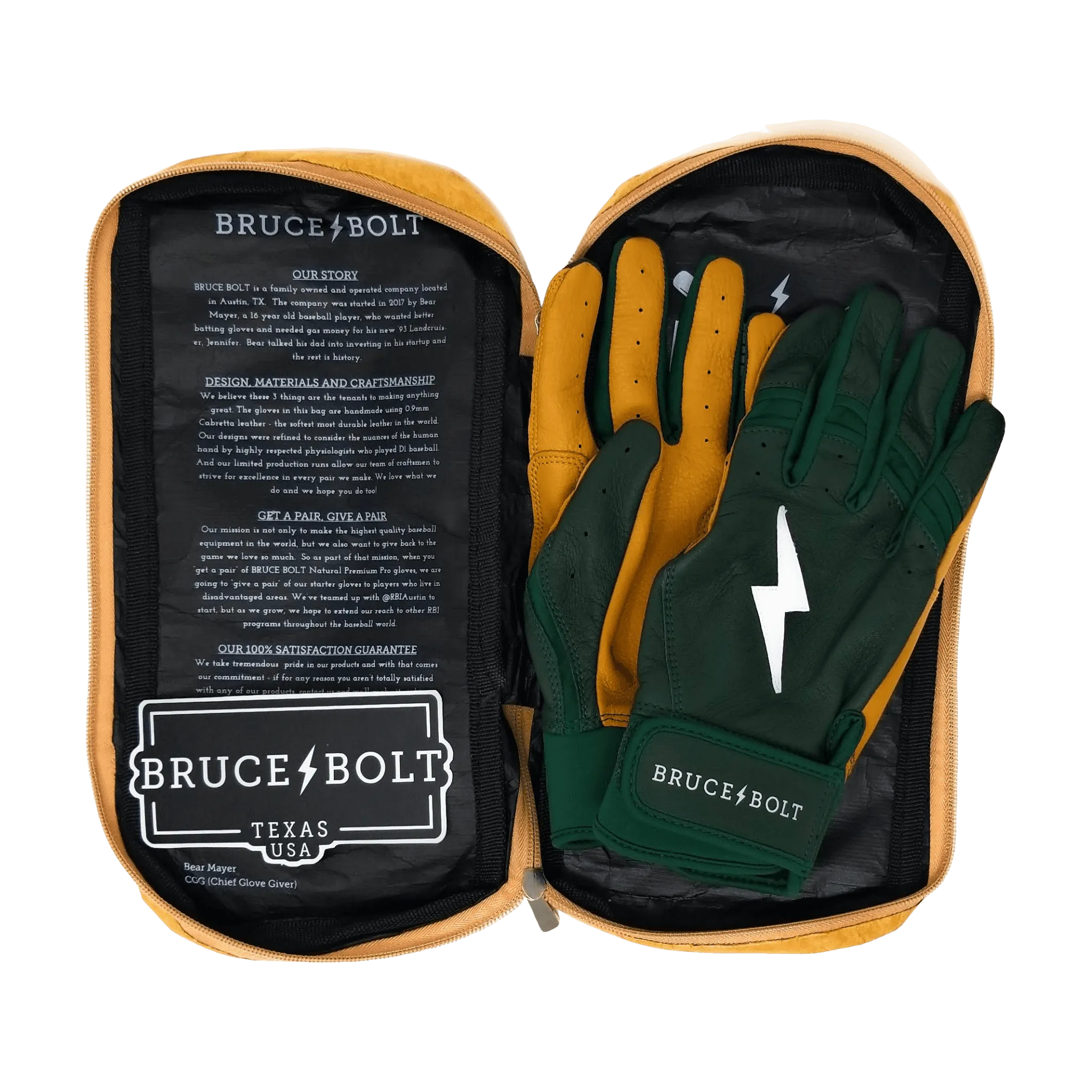 Bruce Bolt PREMIUM PRO Short Cuff Batting Gloves: GREEN