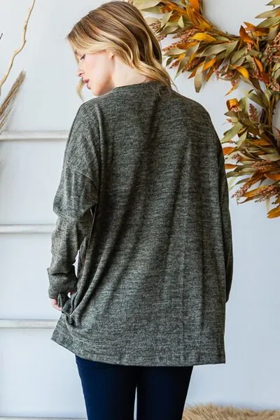 Button Side Round Neck Long Sleeve T-Shirt