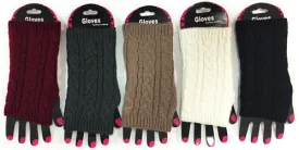 cable knit fingerless gloves - assorted colors Case of 12