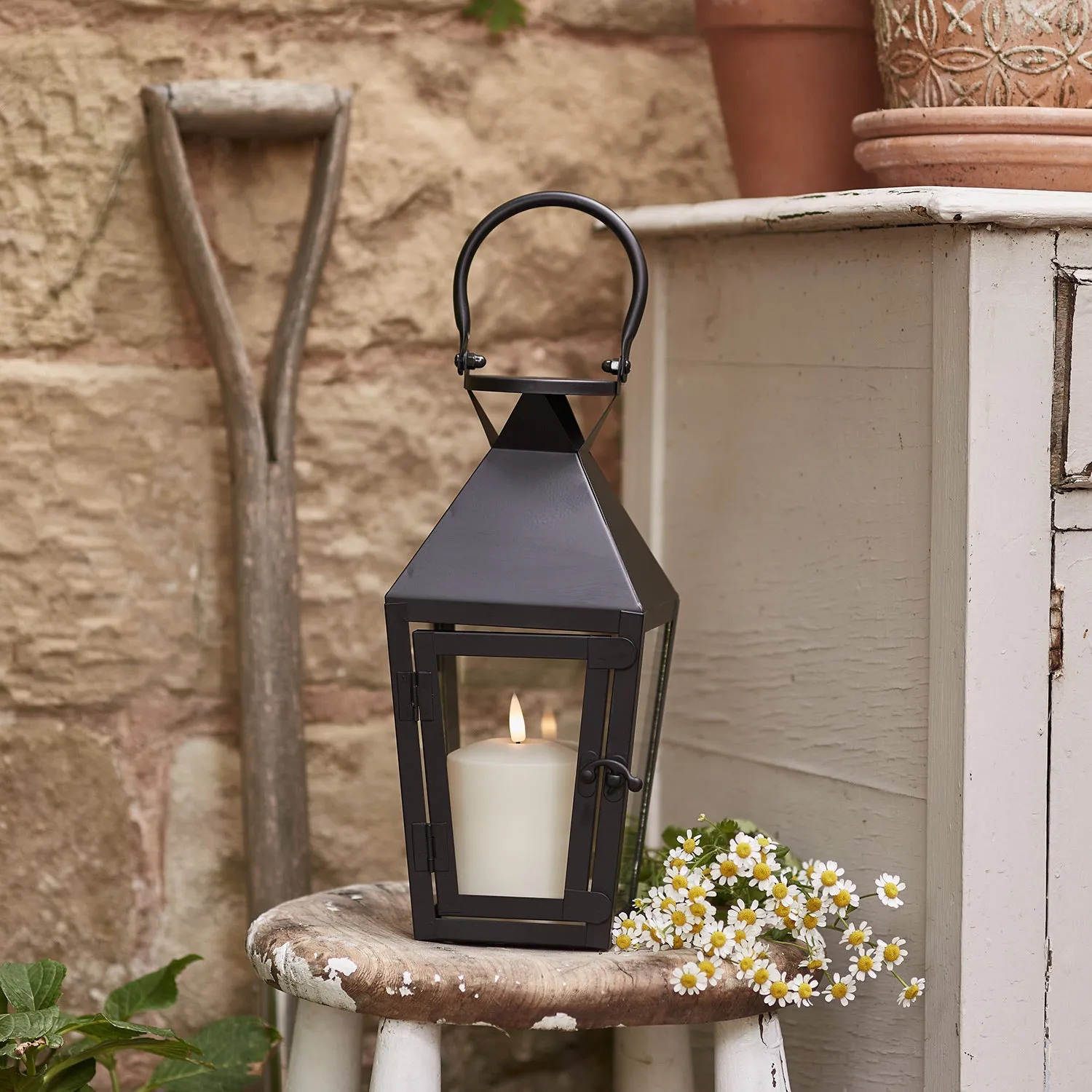 Cairns Black Garden Lantern with TruGlow® Candle