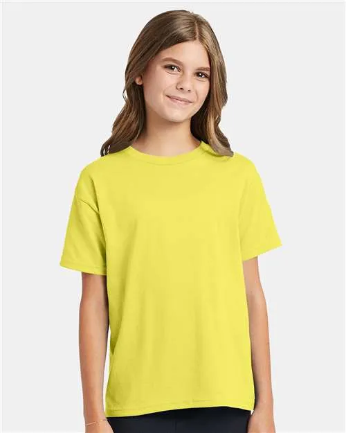 Custom Embroidered - Hanes - Ecosmart™ Youth T-Shirt - Yellow - 5370