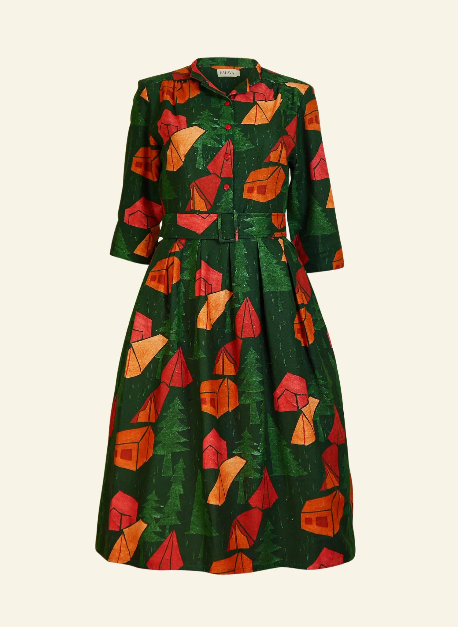 Cynthia - Dark Green Tents Dress