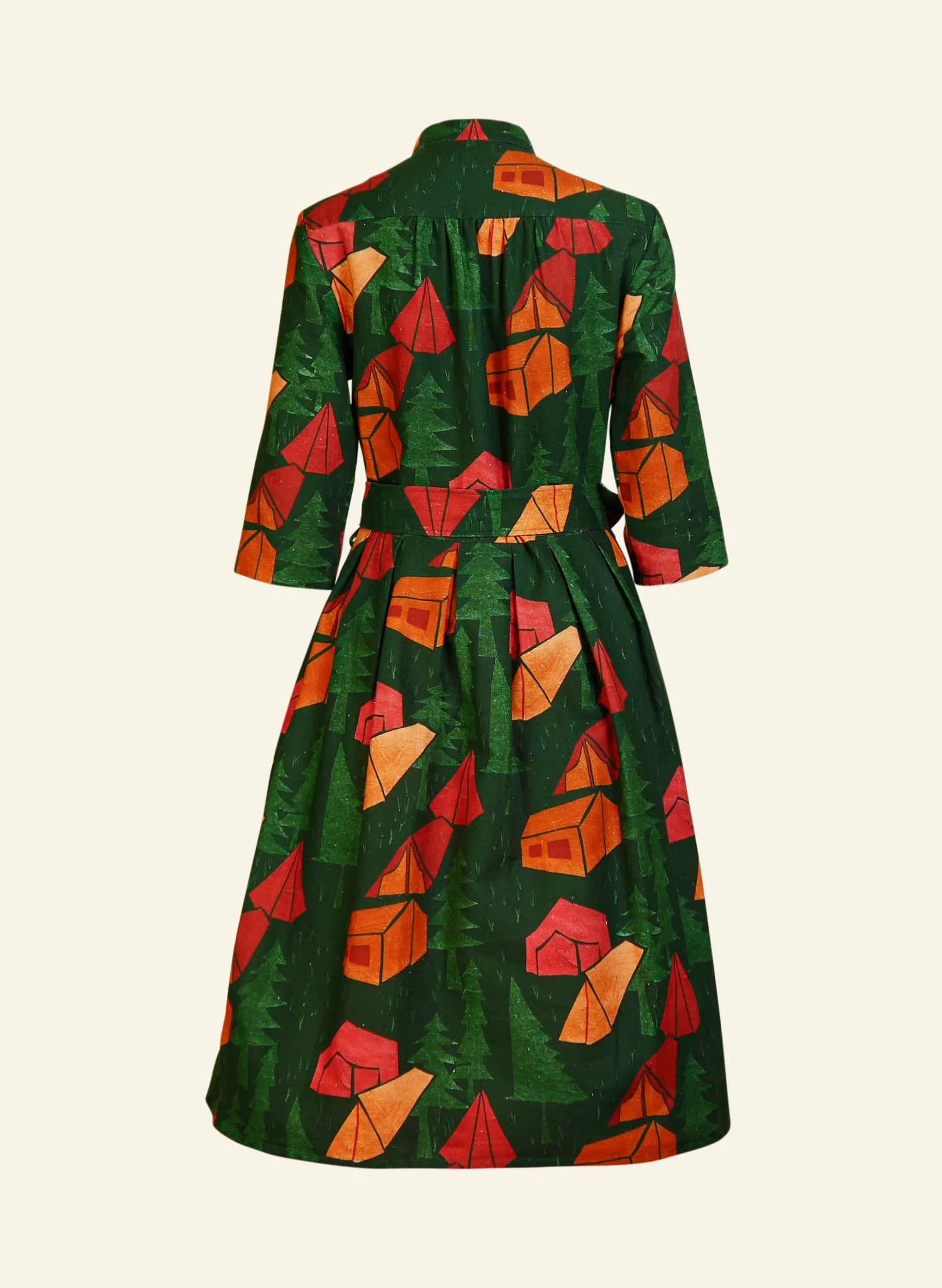 Cynthia - Dark Green Tents Dress