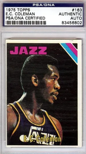 E.C. Coleman Autographed 1975 Topps Card #163 New Orleans Jazz PSA/DNA #83456802