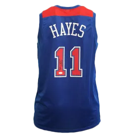 Elvin Hayes Pro Style Autographed Basketball Jersey Blue (JSA) "HOF" Inscription Included