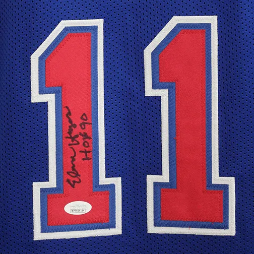 Elvin Hayes Pro Style Autographed Basketball Jersey Blue (JSA) "HOF" Inscription Included