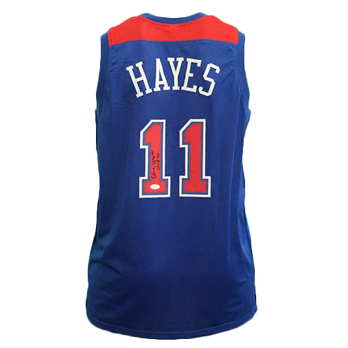 Elvin Hayes Pro Style Autographed Basketball Jersey Blue (JSA) "HOF" Inscription Included