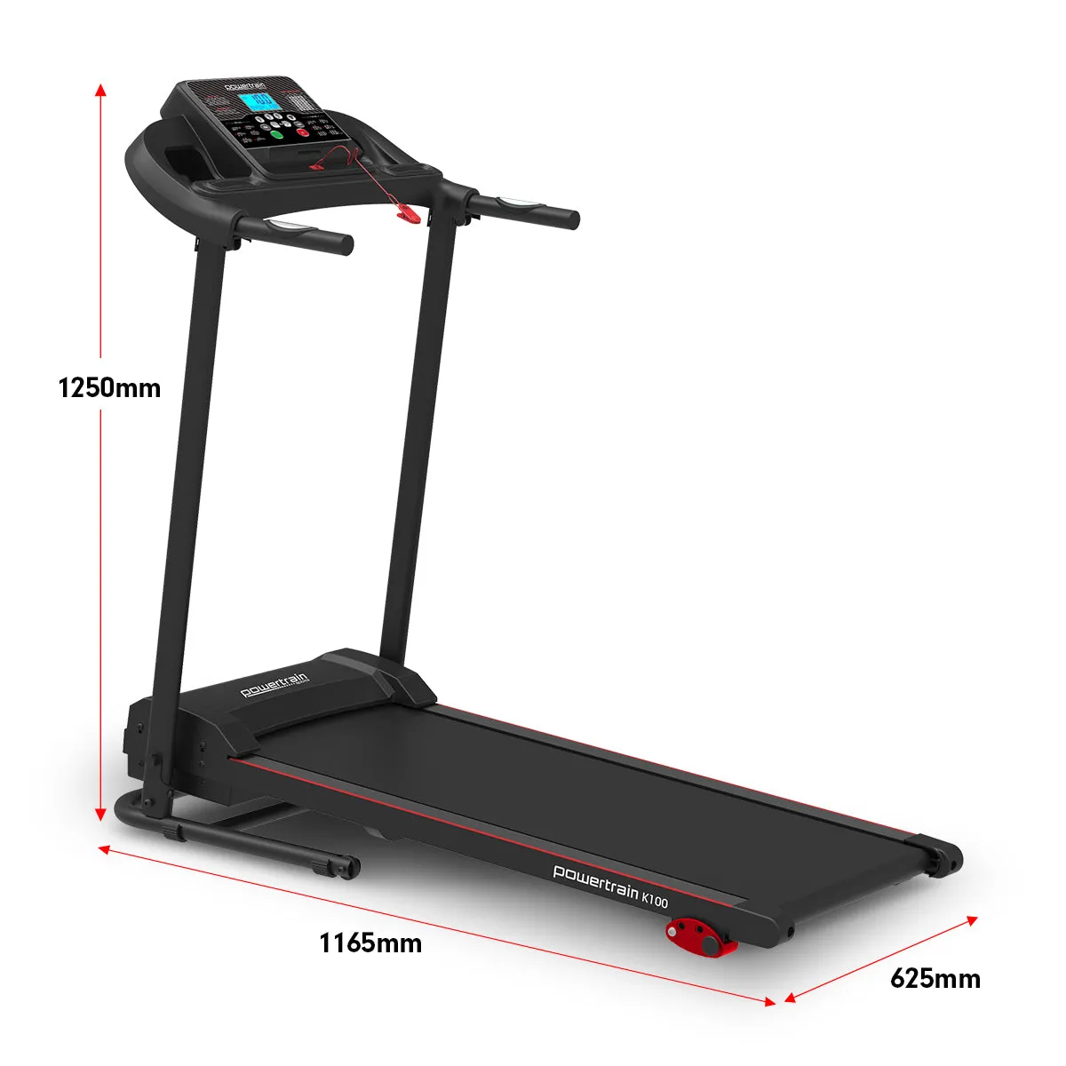 Foldable Hydraulic Electric Treadmill w/ Incline & Programs Powertrain K100