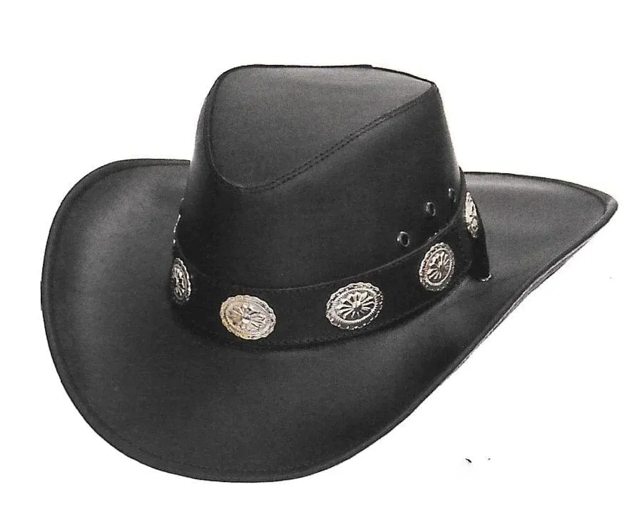 Genuine Leather Cowboy Hat with Conchos Band TOM-7208