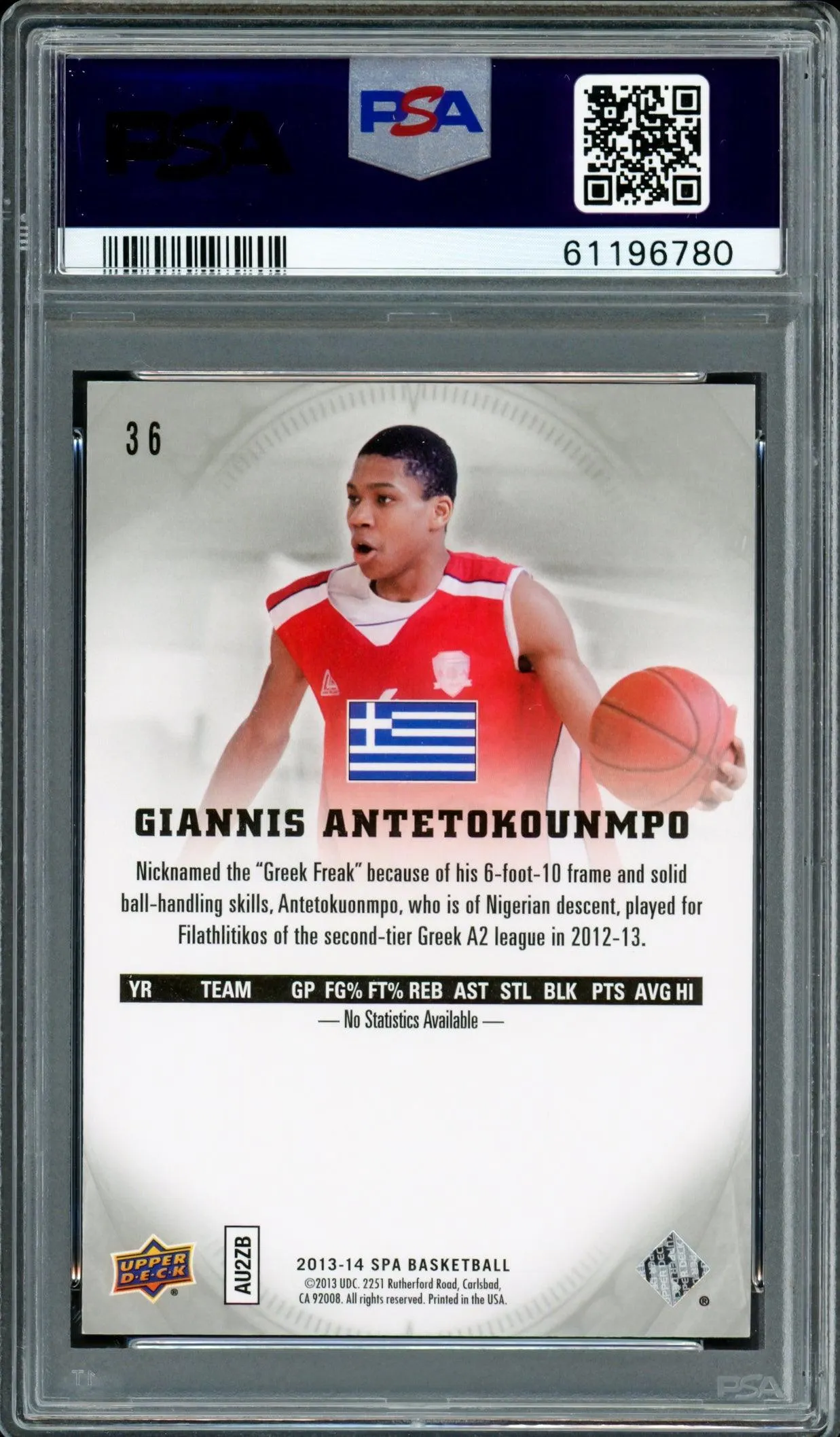 Giannis Antetokounmpo Autographed 2013 SP Authentic Rookie Card #36 Milwaukee Bucks PSA 9 Auto Grade Mint 9 PSA/DNA #61196780