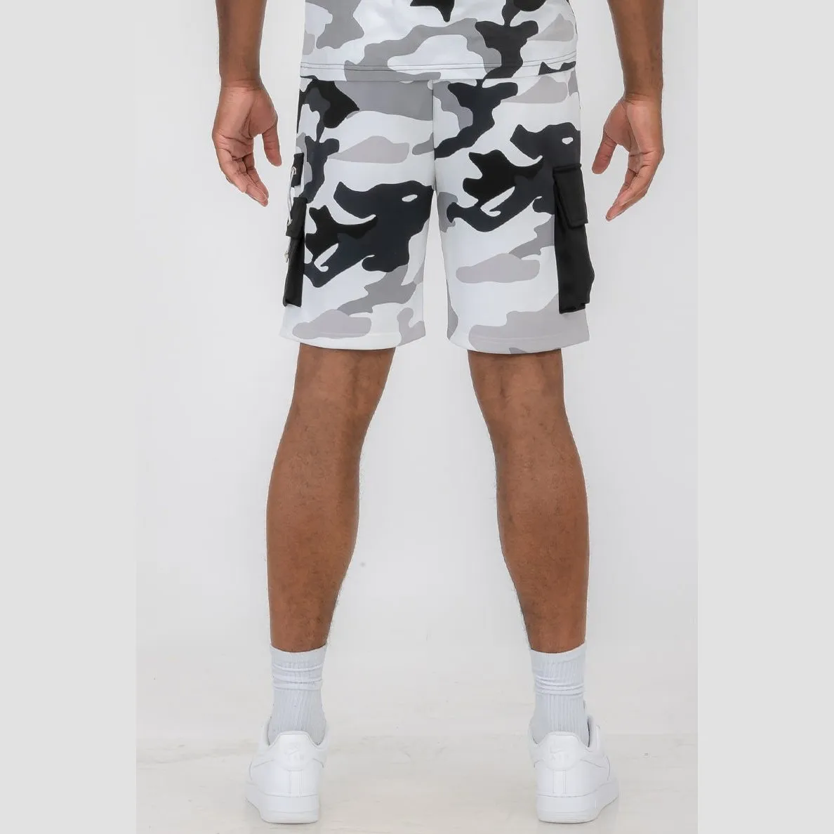 Grey Full Camo Toggle Shorts