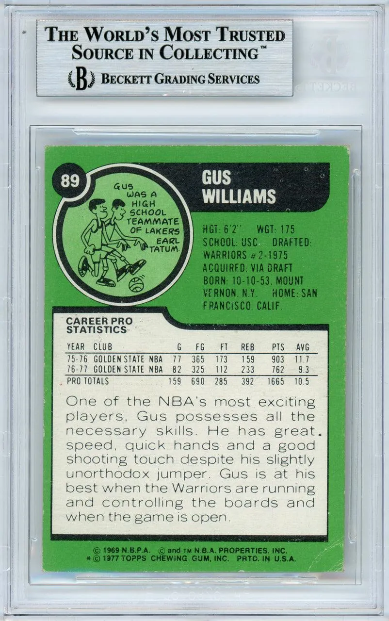 Gus Williams Autographed 1977-78 Topps Card #89 Golden State Warriors Beckett BAS #10982318