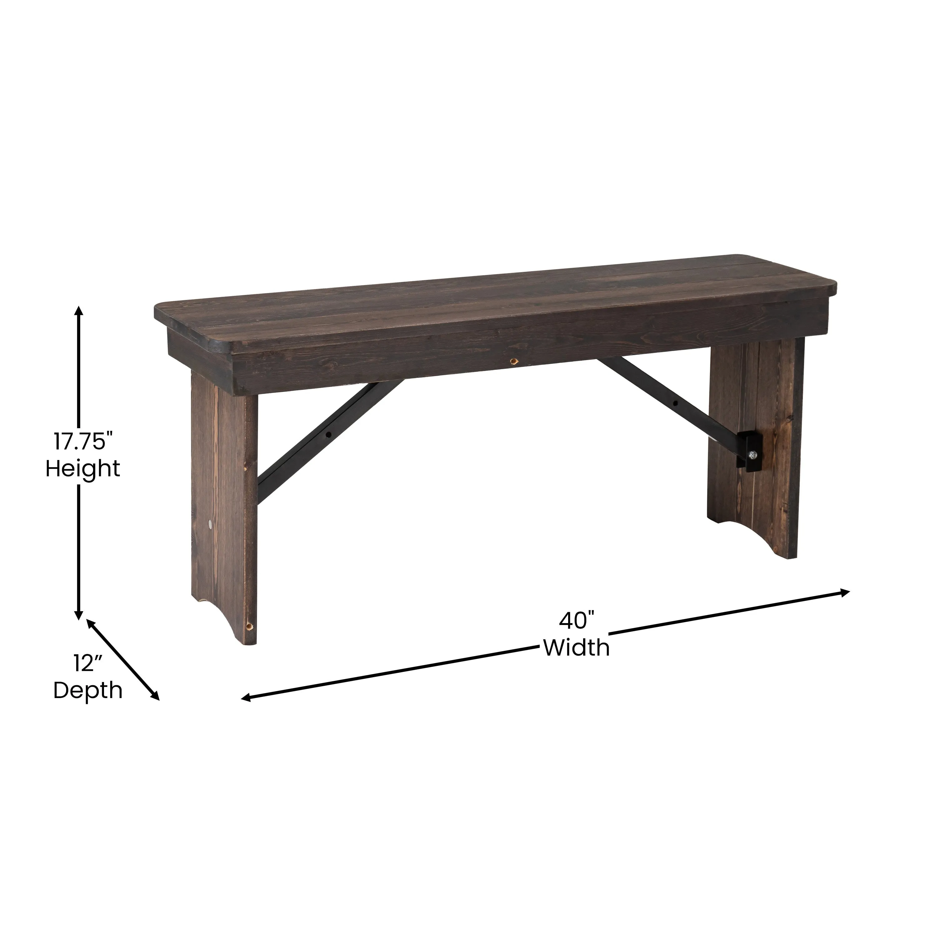 HERCULES Series 40" x 12" Solid Pine Folding Farm Bench