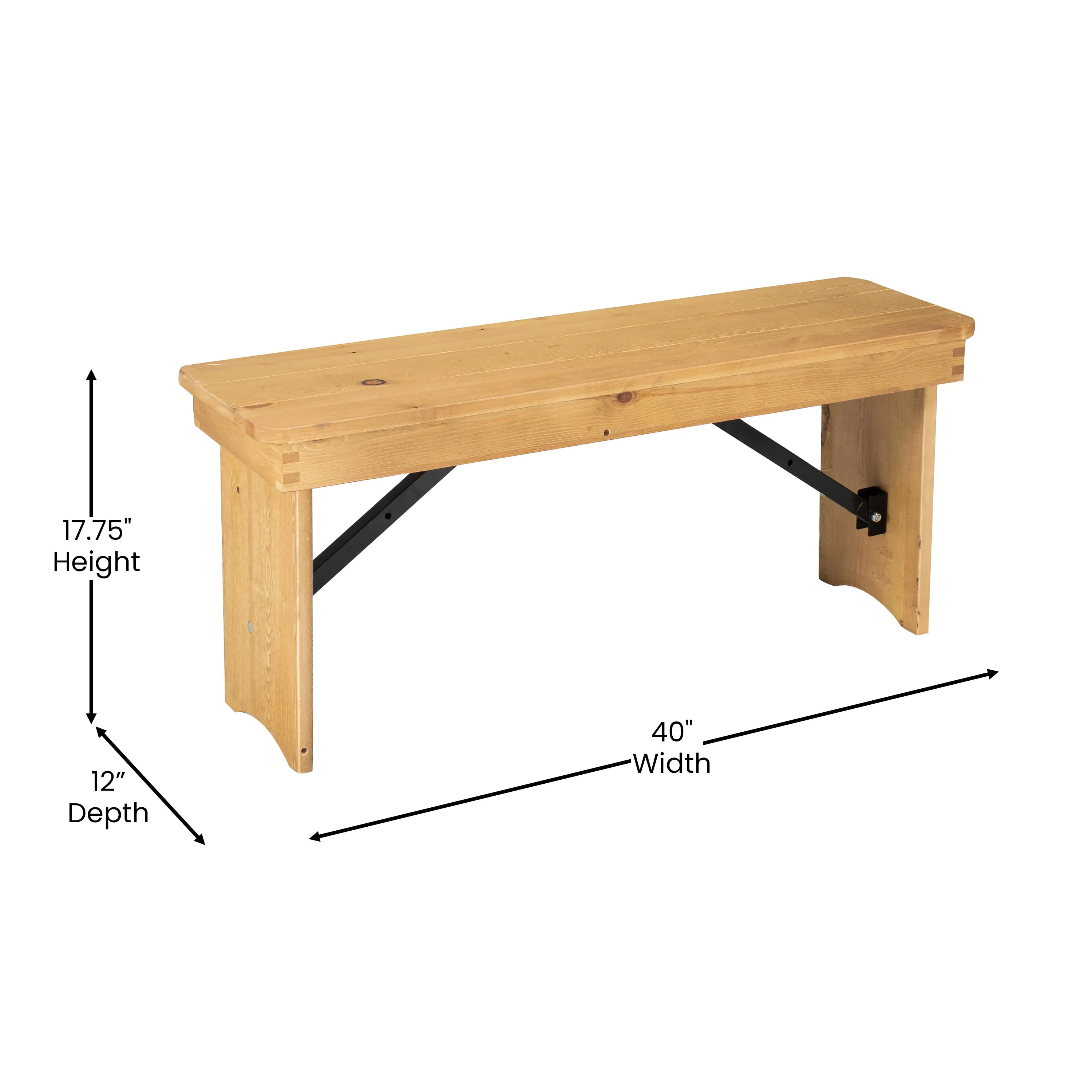 HERCULES Series 40" x 12" Solid Pine Folding Farm Bench