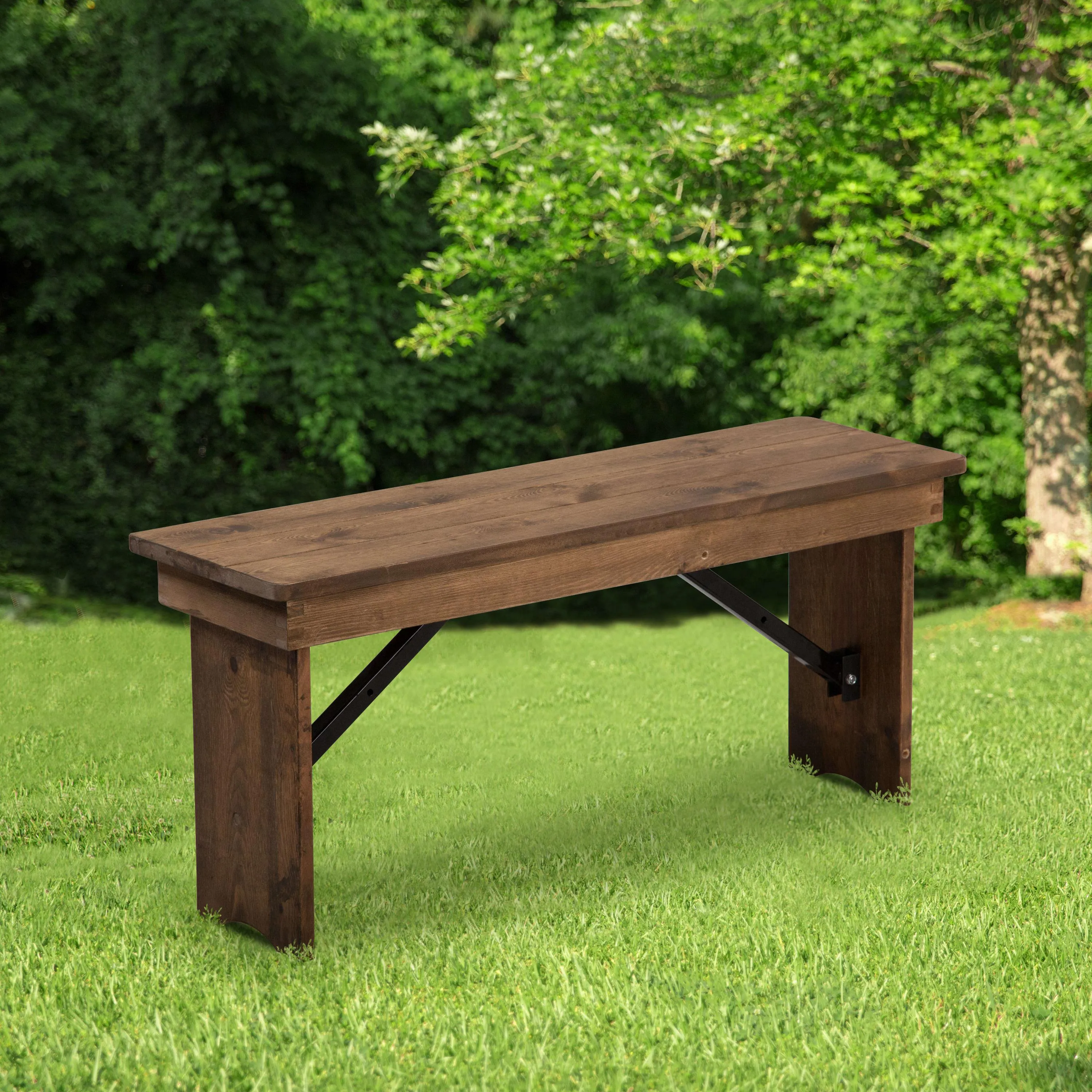 HERCULES Series 40" x 12" Solid Pine Folding Farm Bench