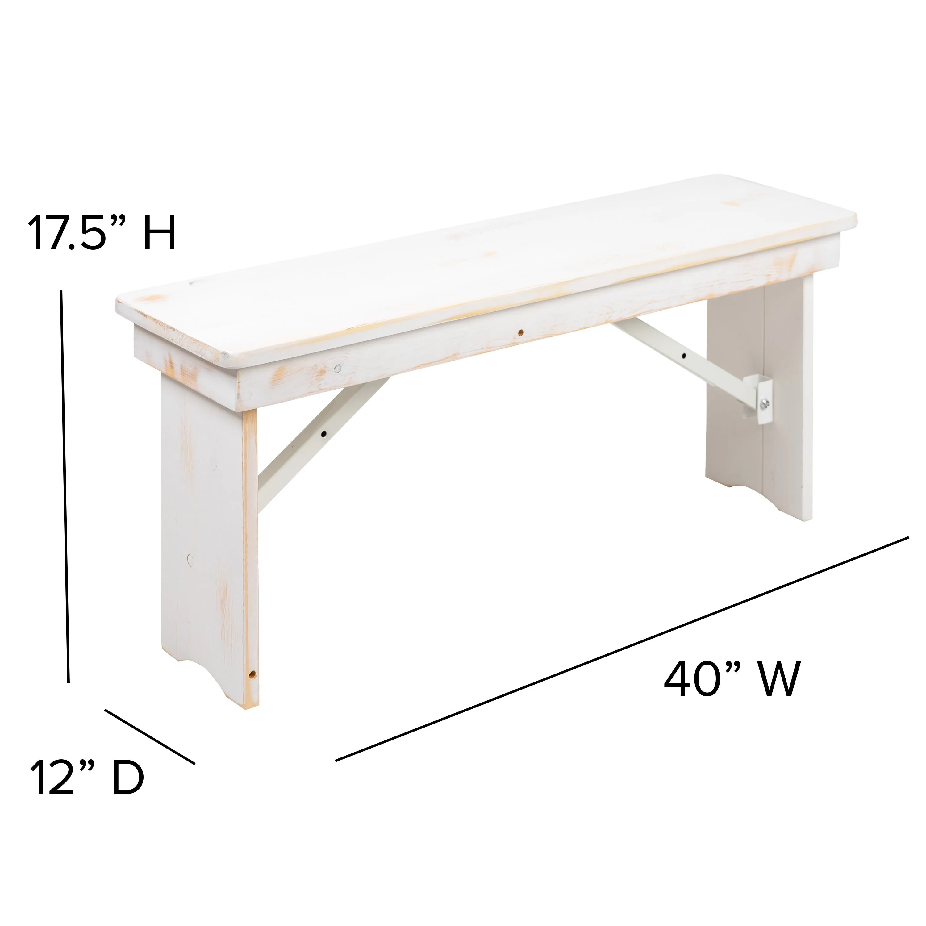 HERCULES Series 40" x 12" Solid Pine Folding Farm Bench