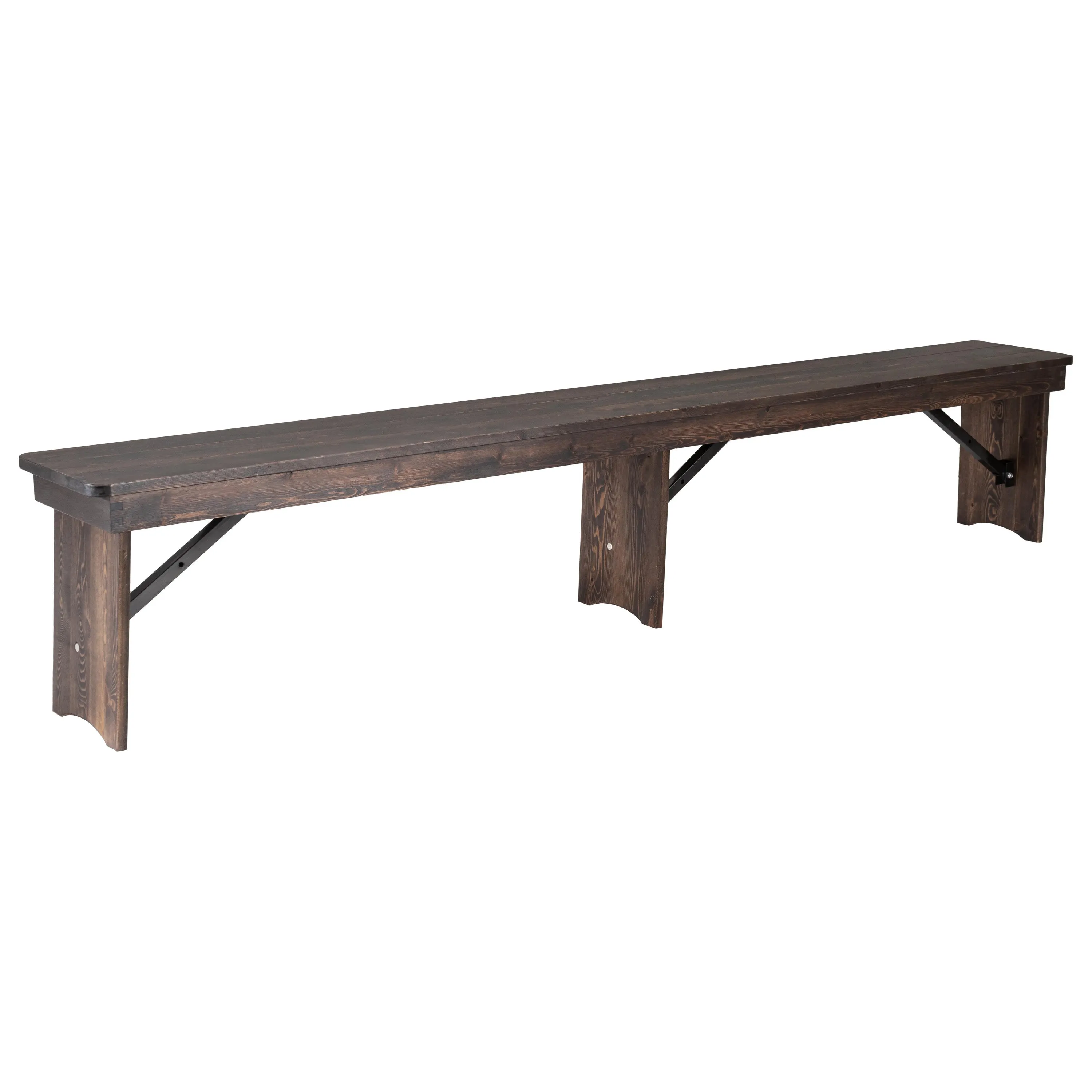 HERCULES Series 8' x 12'' Solid Pine Folding Farm Bench with 3 Legs