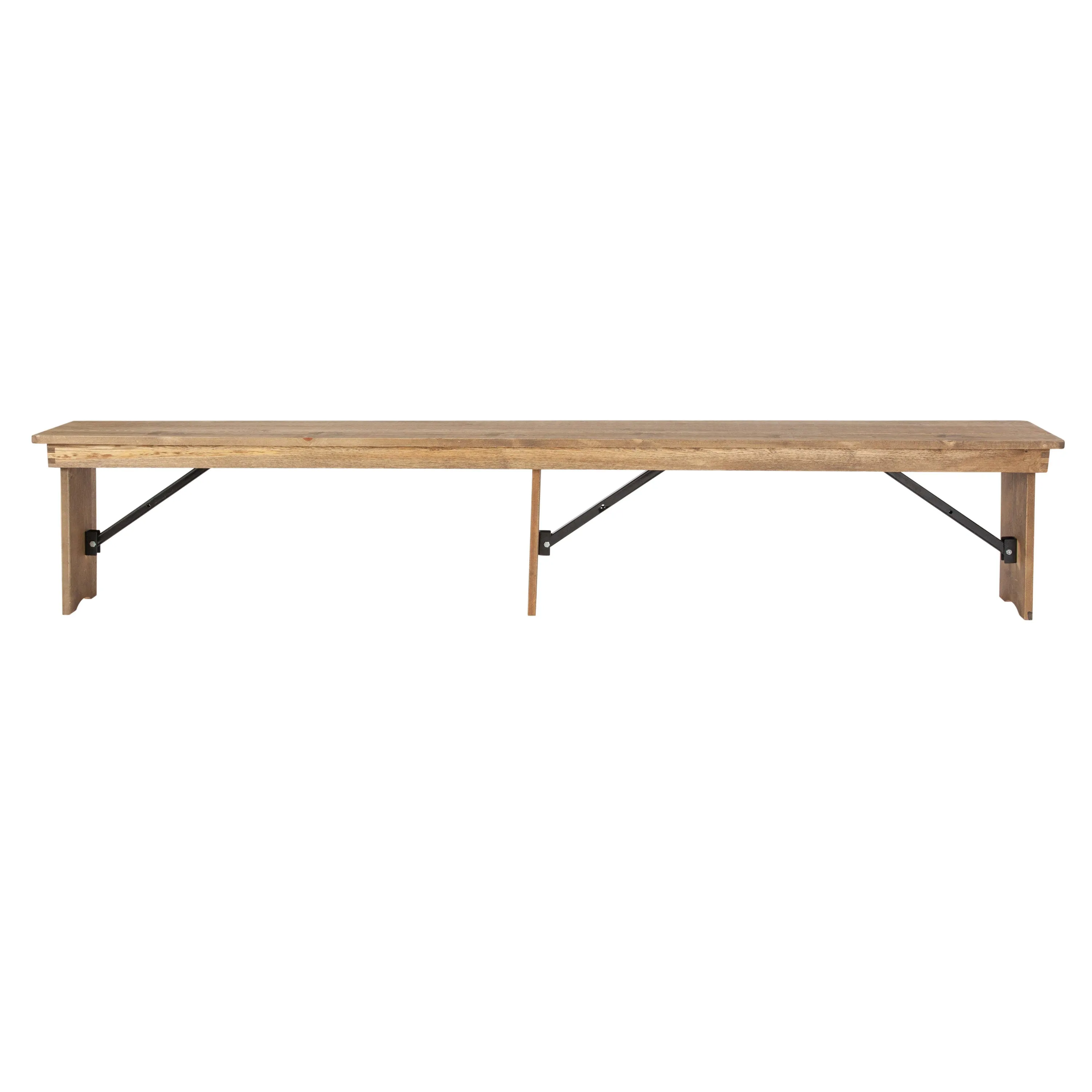 HERCULES Series 8' x 12'' Solid Pine Folding Farm Bench with 3 Legs