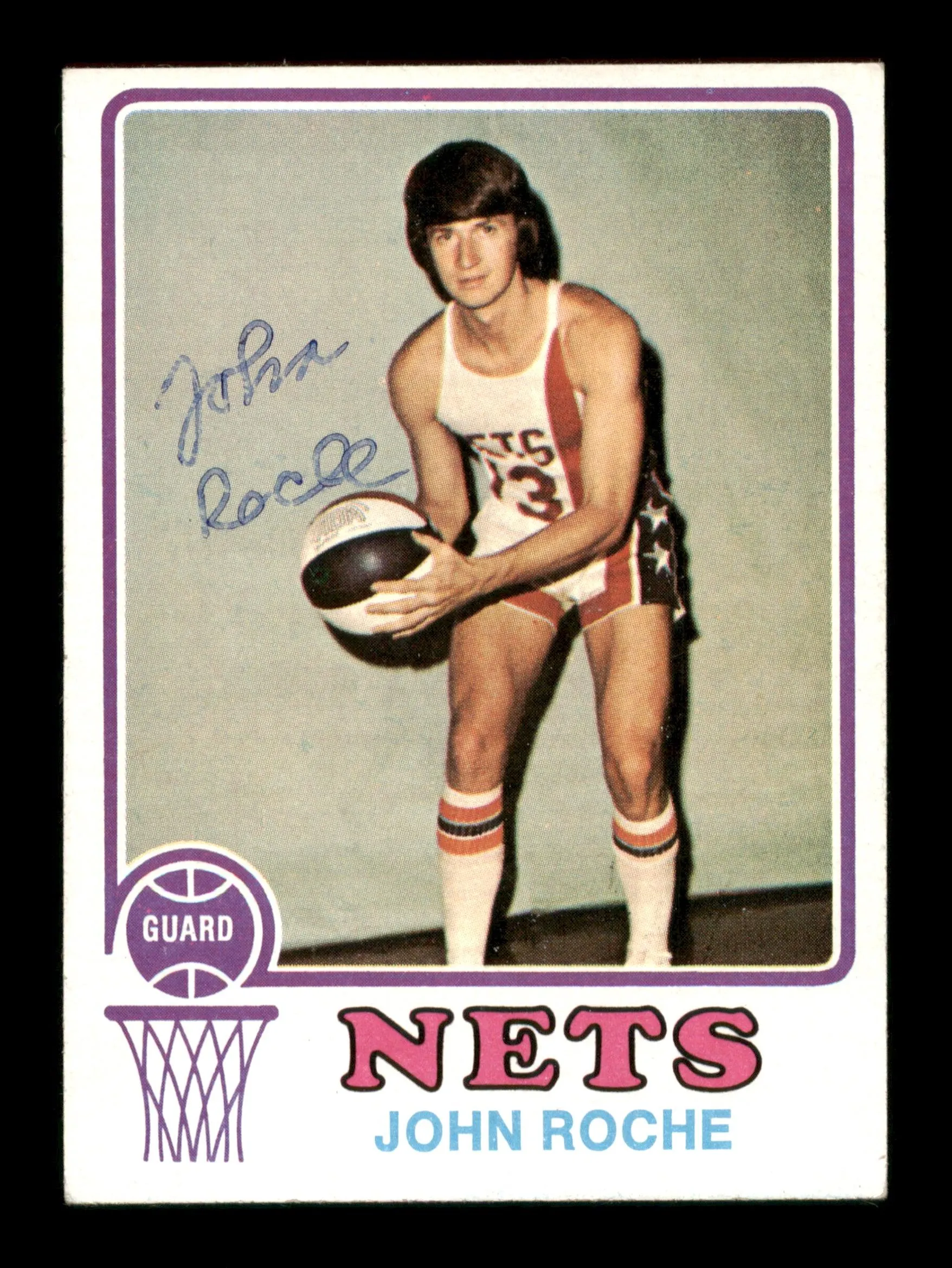 John Roche Autographed 1973-74 Topps Card #201 New York Nets SKU #205336