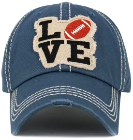 KBV1541 Love Football Washed Vintage Cap