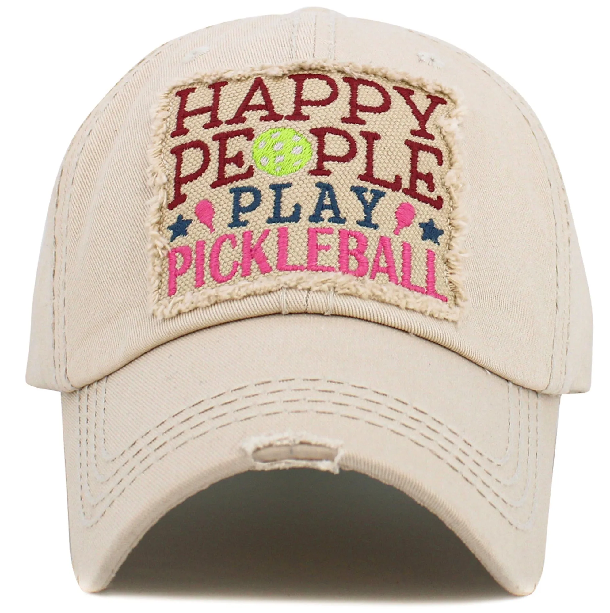 KBV1572 Happy People Play Pickleball Washed Vintage Ballcap