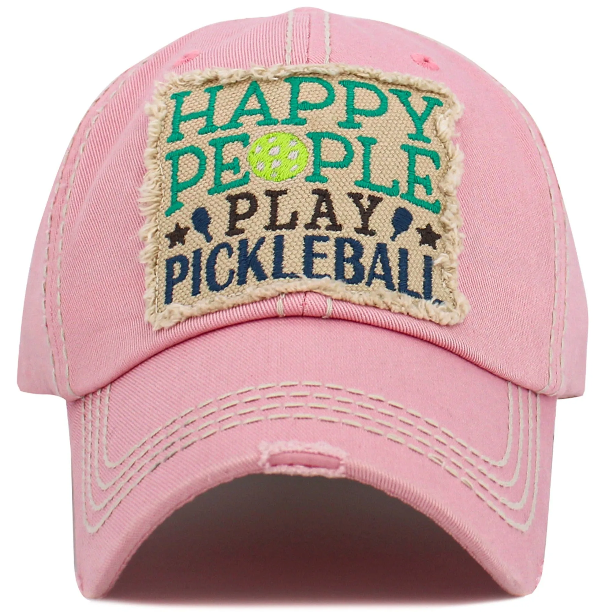 KBV1572 Happy People Play Pickleball Washed Vintage Ballcap