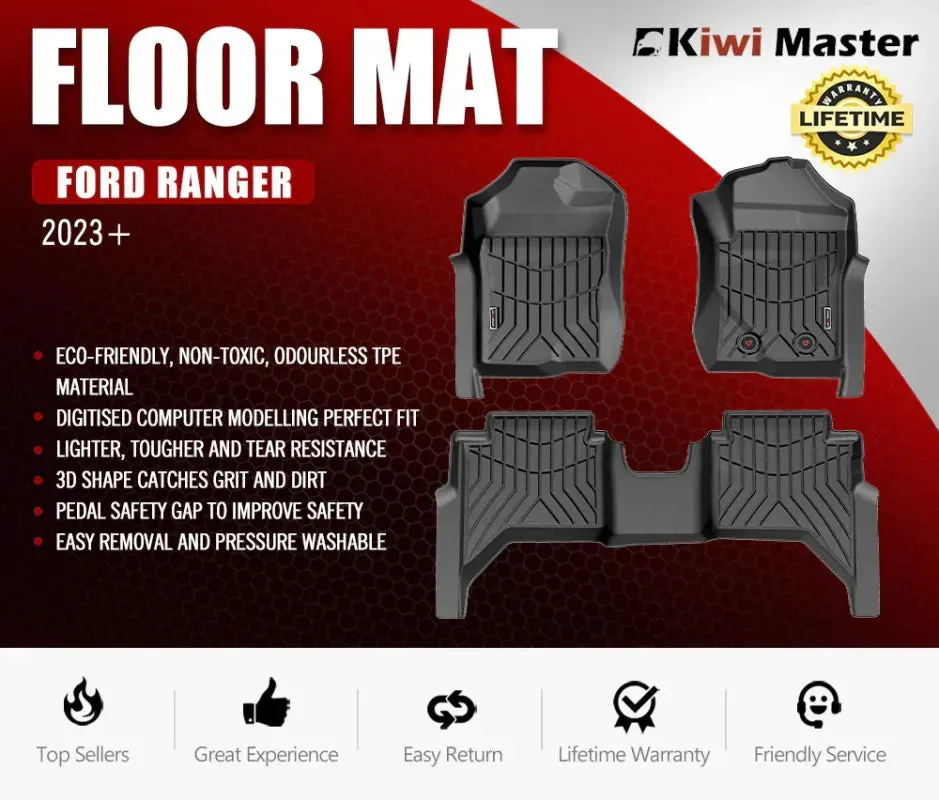 Kiwi Master 3D TPE Car Floor Mats for Ford Ranger Next Gen | 2023 