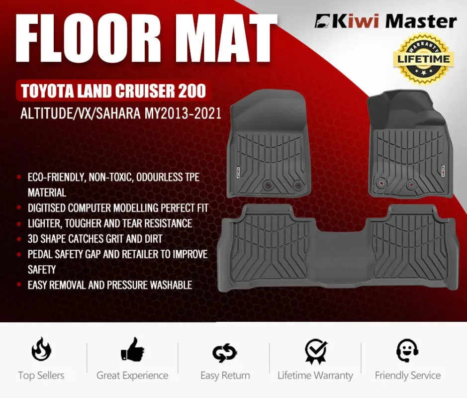 Kiwi Master Car Floor Mats for Toyota Land Cruiser 200 Series VX Sahara MY |  2013 - 2021