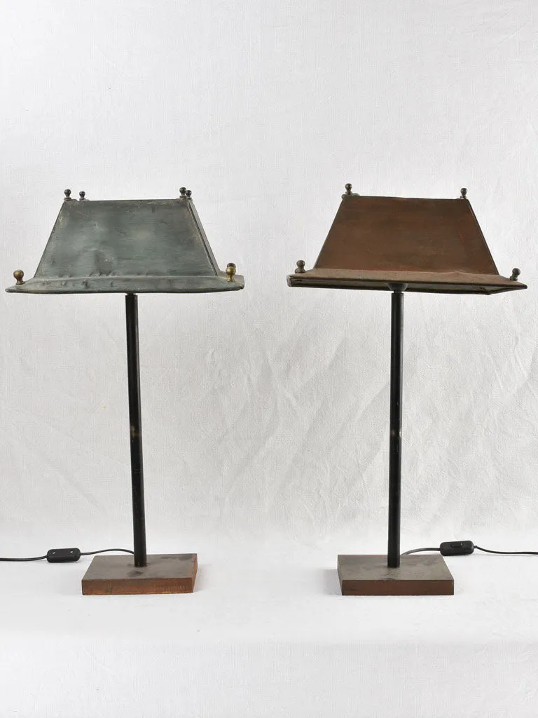 Large Pair of Brass Pool Table Lamps 24½"