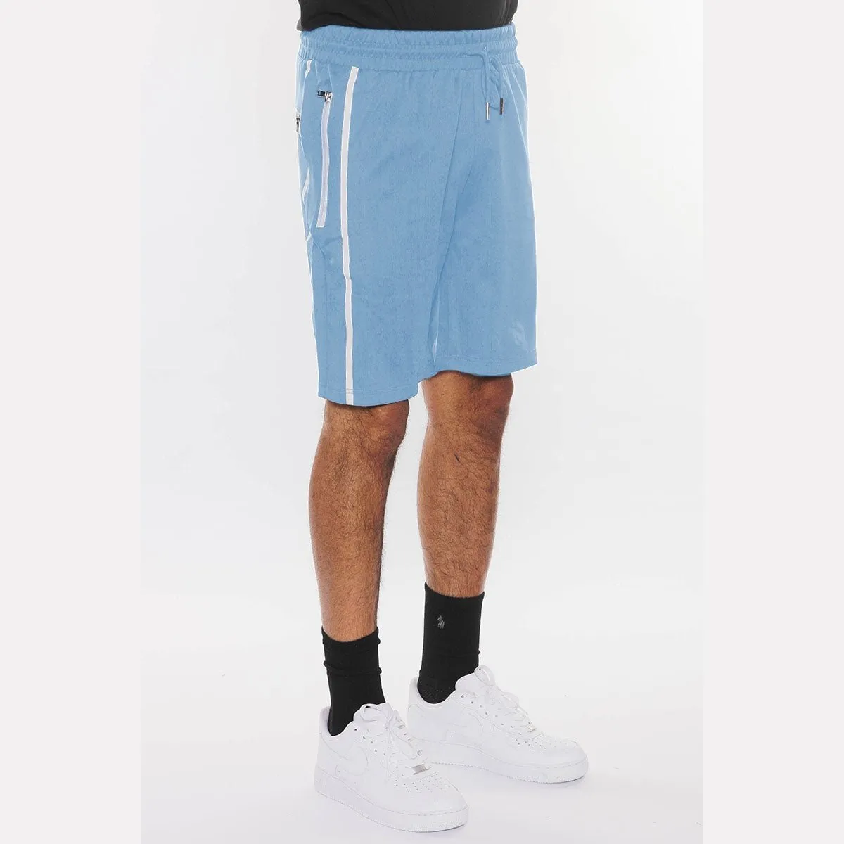 Light Blue Solid Athlete Tape Shorts