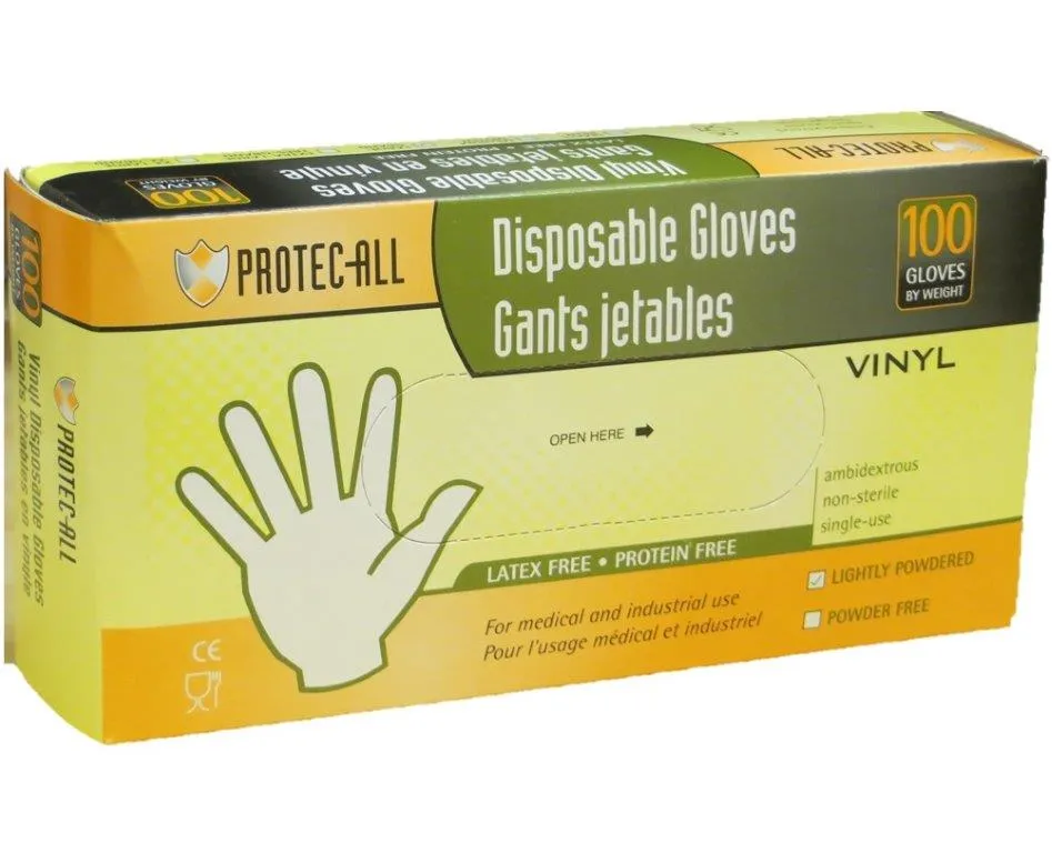 Lightly Powdered Disposable Vinyl Gloves | 4 Mil | 100 per box, 1,000 per case