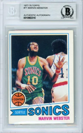 Marvin Webster Autographed 1977-78 Topps Rookie Card #71 Seattle Supersonics Beckett BAS #10982316