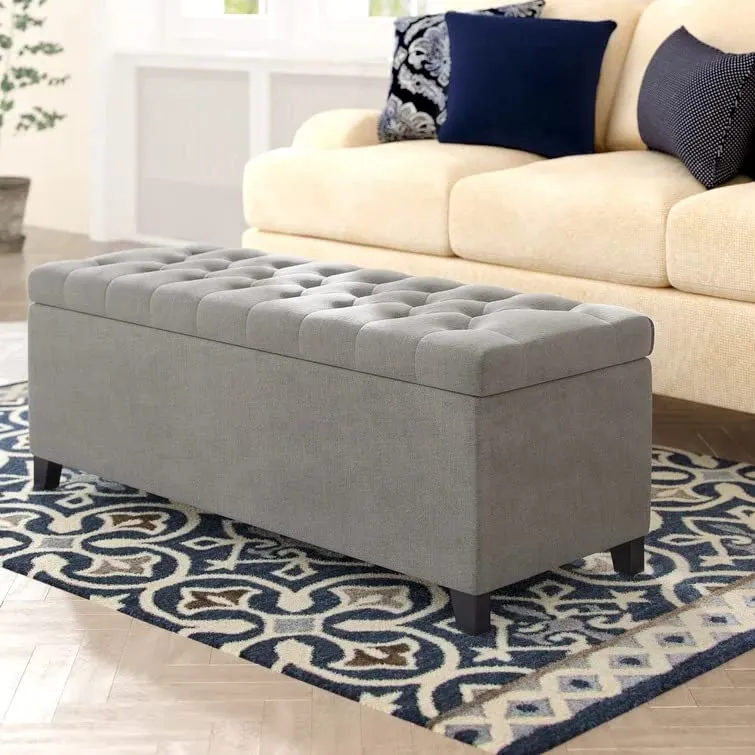 Mexico 2 Seater Fabric Storage Ottoman Bench Sette Pouffe Puffy for Foot Rest