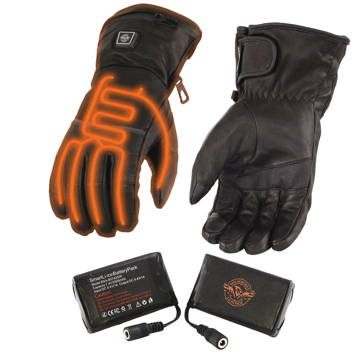 Milwaukee Leather MG7513SET Men’s Heated Winter Gloves for Motorcycle Ski Hunting w/ Battery/Harness Wire and i-Touch