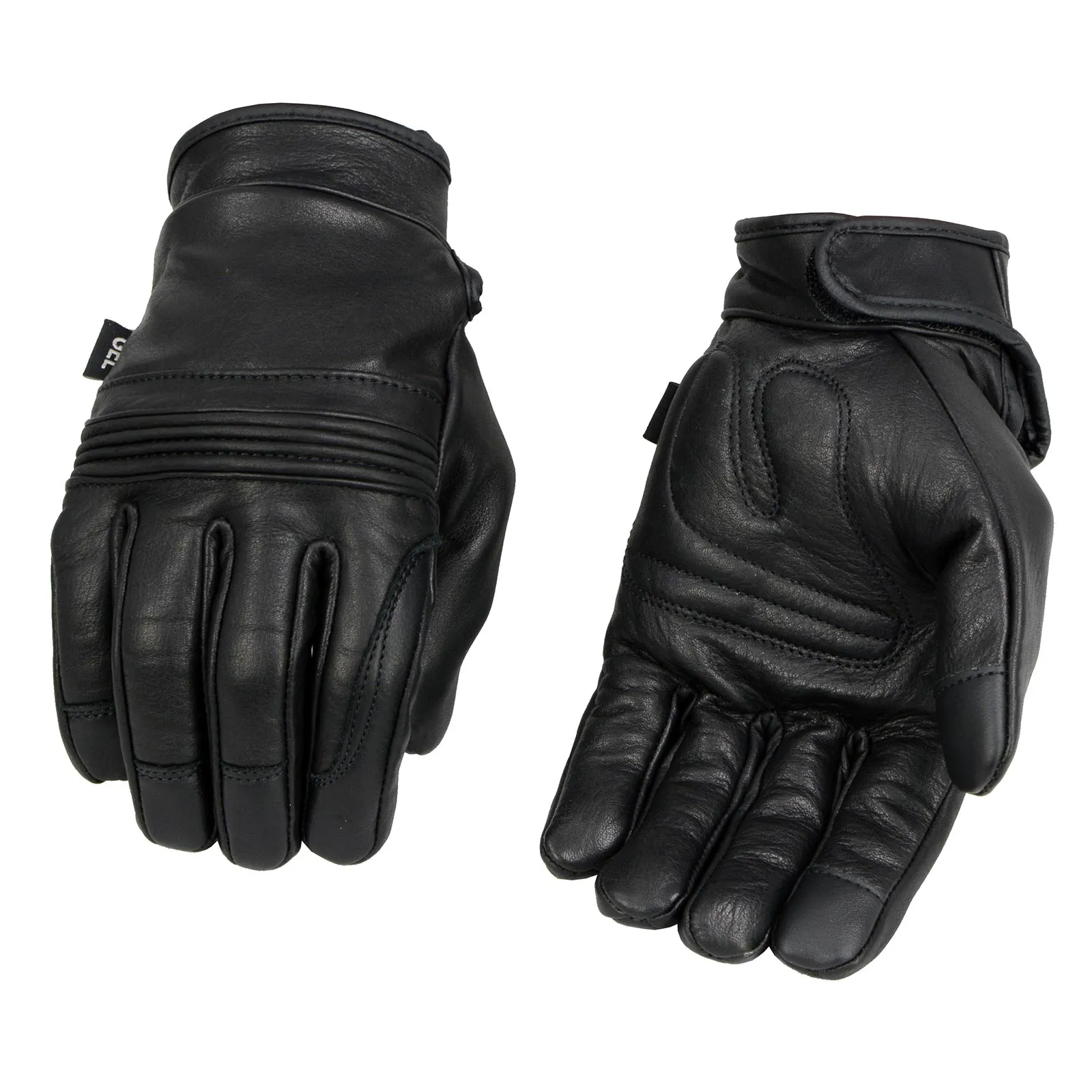 Milwaukee Leather MG7535 Men's Black Leather i-Touch Screen Compatible Gel Palm Motorcycle Hand Gloves w/ Flex Knuckles