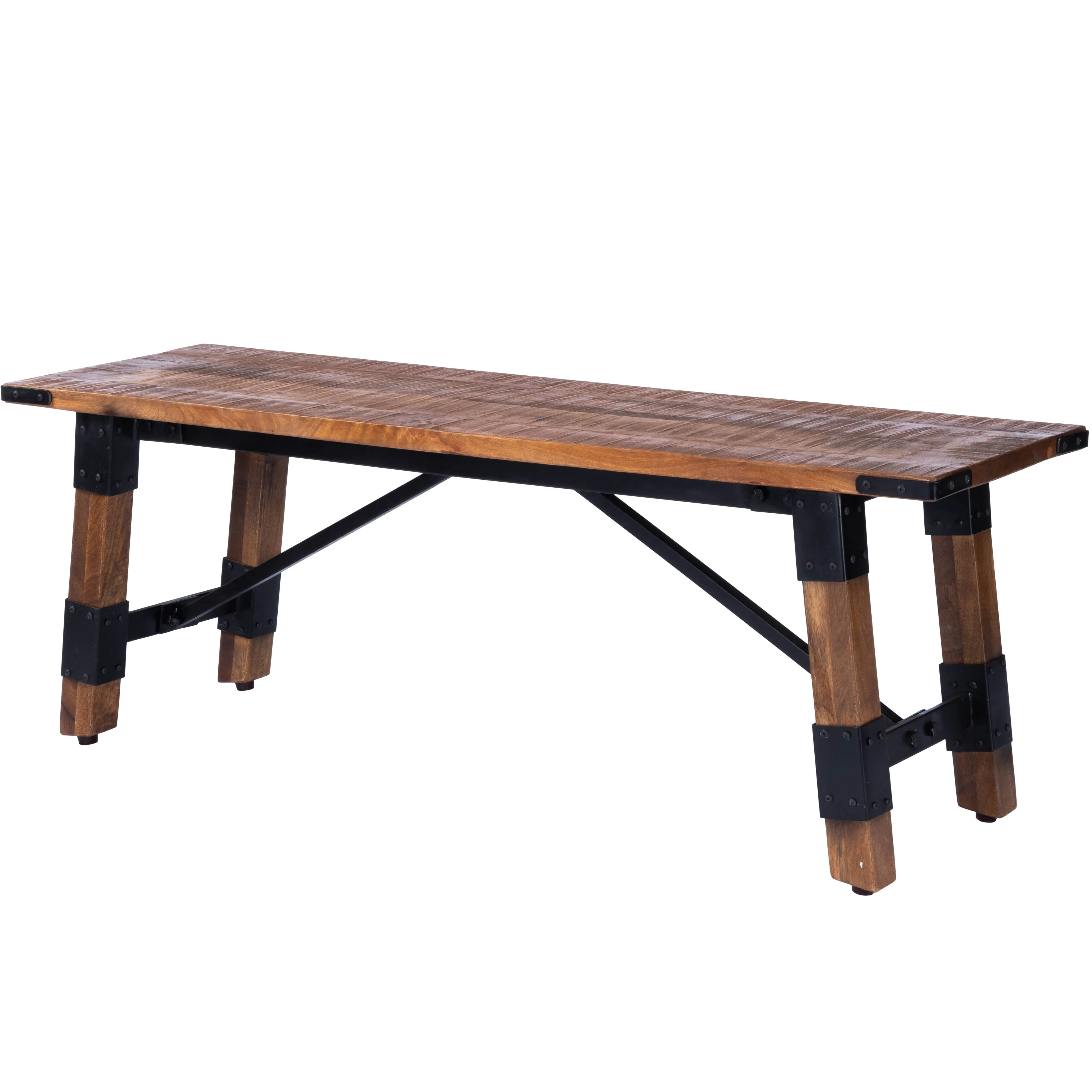 Mountain Lodge Wood & Metal 51"W Bench in Natural Wood  5478330