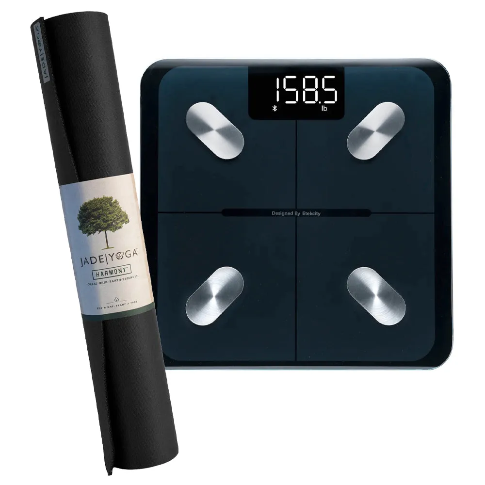 Non-Toxic Yoga Mat & Body Weight Scale Bundle, Black - Jade Yoga