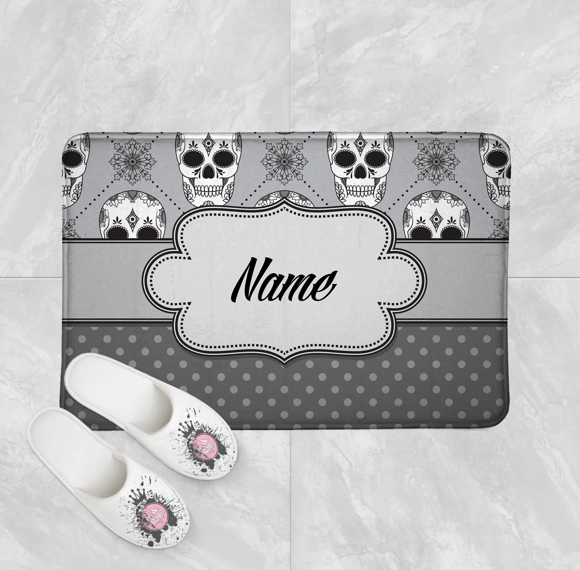 Personalized Skull Shower Curtains and Optional Bath Mats